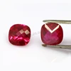 Cushion cut checkerboard genuine ruby ring gemstone