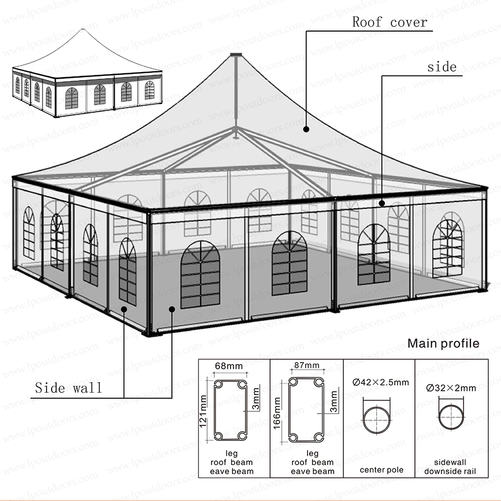 12x12m Aluminum Outdoor B-line Style Pagoda Wedding Tent For Rent - Buy ...