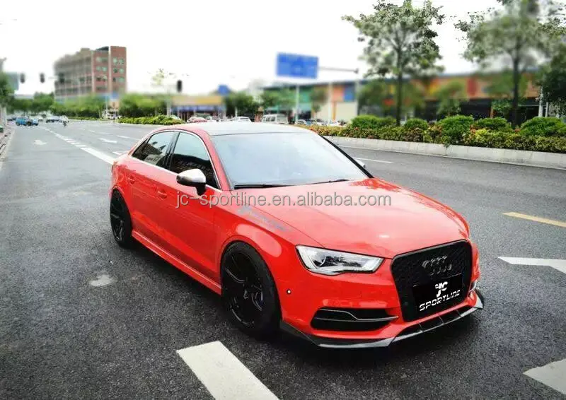 JC Style Carbon Fiber S3 Front Lip For Audi A3 8V S3 4D Sedan 14UP