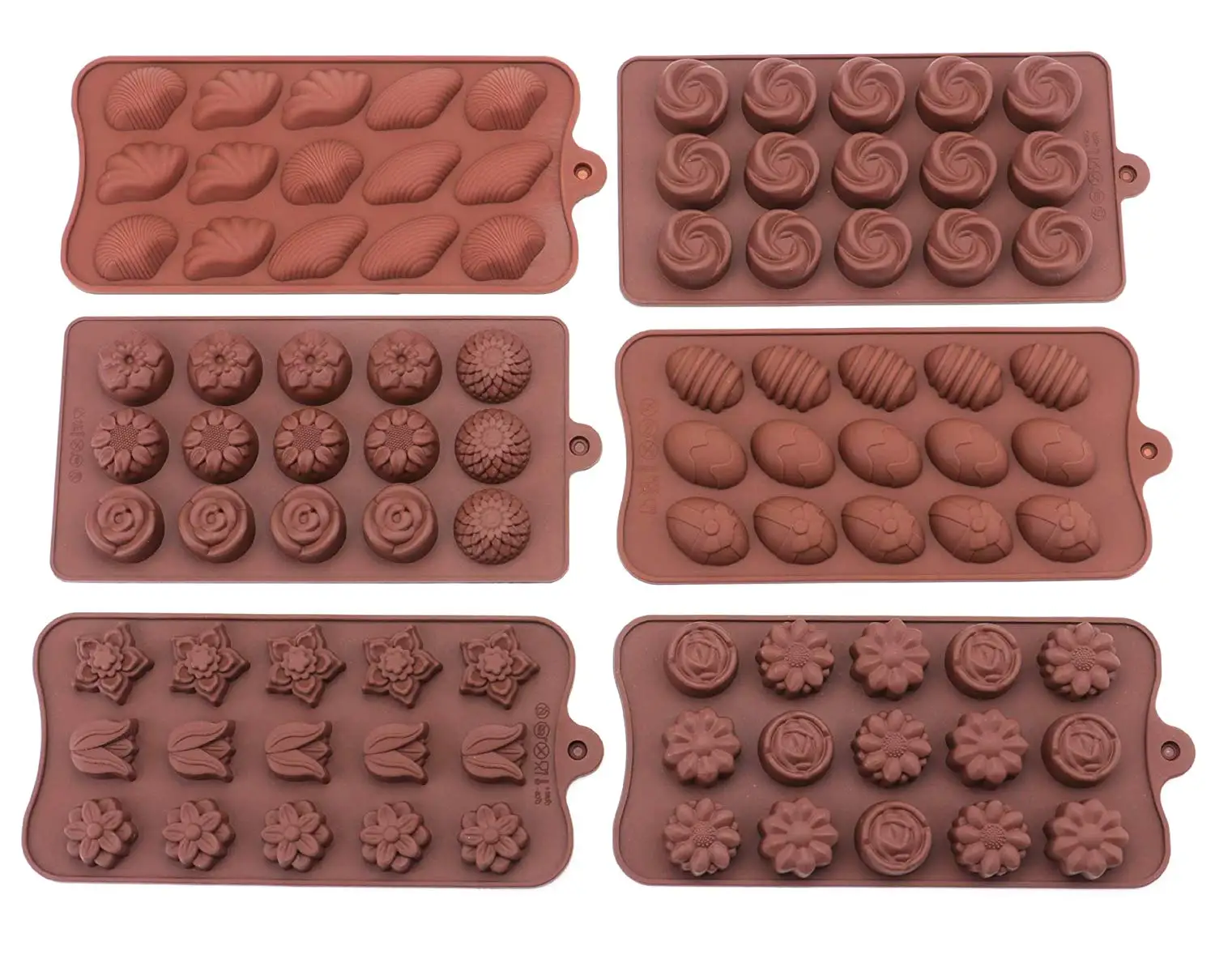 Bekith 6 Pack Non-stick Silicone Candy Molds - Silicone Molds for Chocolate Jelly Candy Cake DIY - Chocolate Molds Silicone Molds Candy Mold