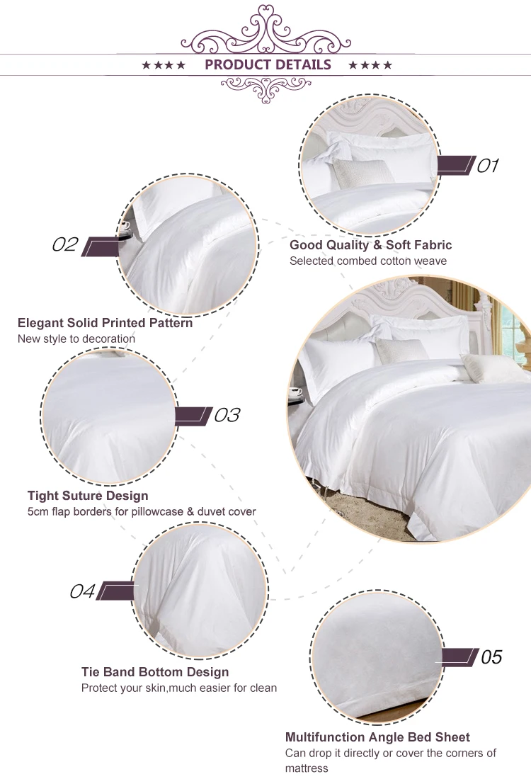 Ensemble De Literie Hotel 4Pcs Soft King Egyptian Cotton Double Bedding Set For Sales