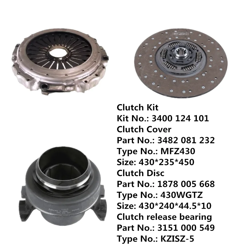 European Truck Auto Spare Parts Clutch Kit 3400124101for Mb Clutch