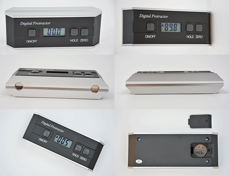 Electronic Protractor Digital Inclinometer 0-360 Aluminum Alloy Digital Bev O6M7 