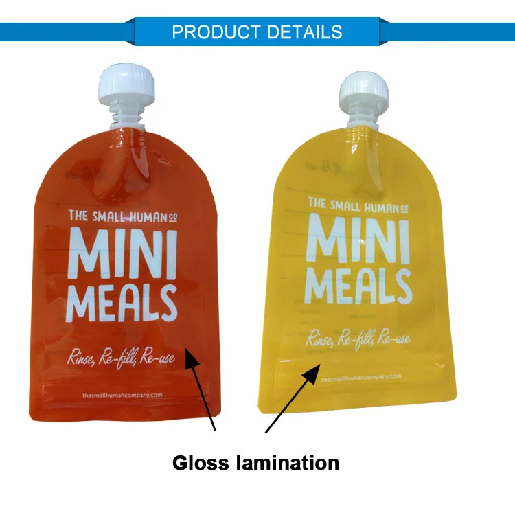 Free Sample Custom Reusable Bag With Spout Liquid Baby Food Pouch