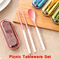 Free Shipping Outdoor Travel Picnic Protable Tableware Eco friendly ABS Tableware Chopsticks Spoon Fork Storage Box