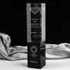2019 guangzhou Custom 3d Laser Engraving Black And White Crystal cube Trophy for Company Business Anniversary Gift