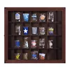 High Quality Custom 18x16 Walnut Classical Wall Shot Glass Display Case with Hinged Front