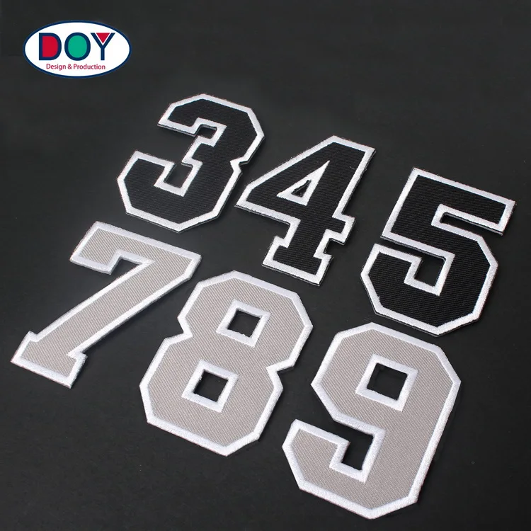 Sew On Custom Twill Fabric Machine Embroidery Letters Number Patches For Hat And Textile