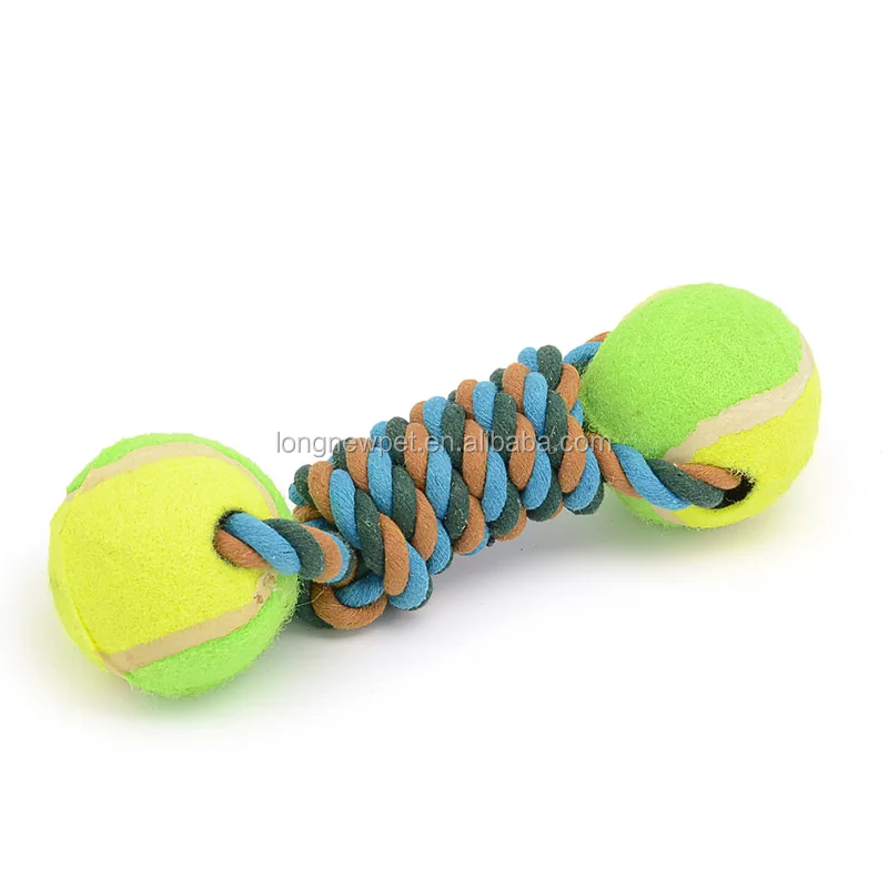Dog Ball Cotton With Rope Tug Toy 7 Colors Spiky Bone Shape Pet Toy Dog
