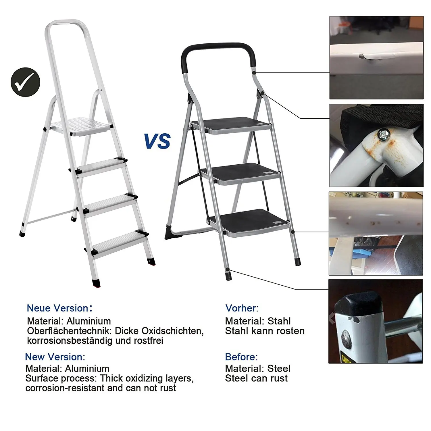 330lbs Aluminium 3 Step Sliding Ladder Indoor Use Buy Aluminium Ladder Sliding,Step Ladder For