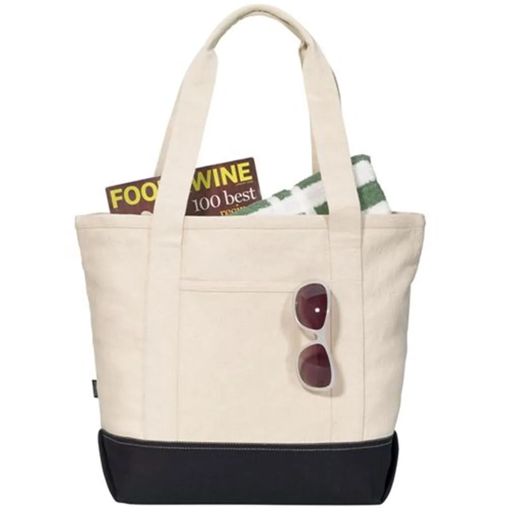 Zippered plain unbleached Cotton Tote bag with logo printing