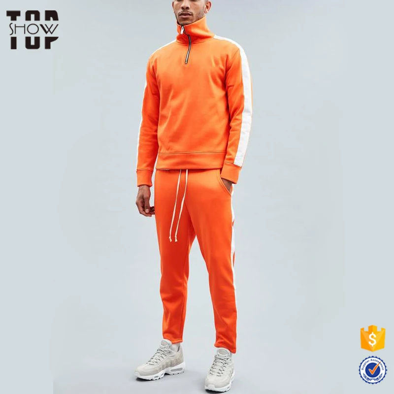 Custom Sports Wear 100% Polyester Half Zip Tracksuit With Side Stripes ...