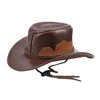 custom pu leather cowboy hat with string