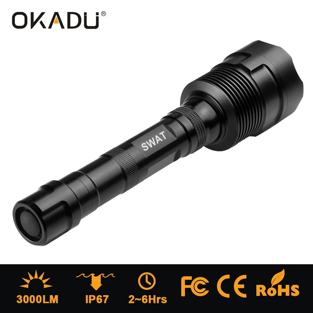 Anjoet 6000Lm Powerful XML 3xT6 LED Tactical Flashlight 18650