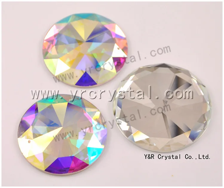 Round Crystal Ab Flat Back Glass Mirror Stones For Wall Buy Glass