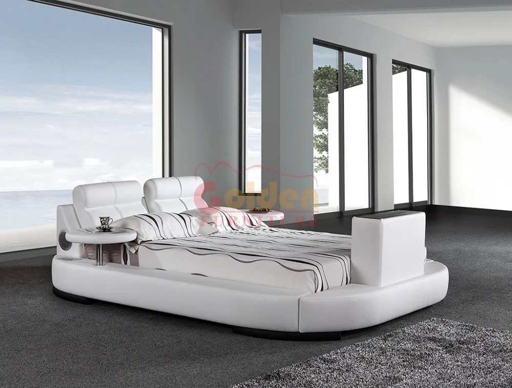 King Siz Round Leather Bed With Tv And Stereo In Footboard G1031 Buy