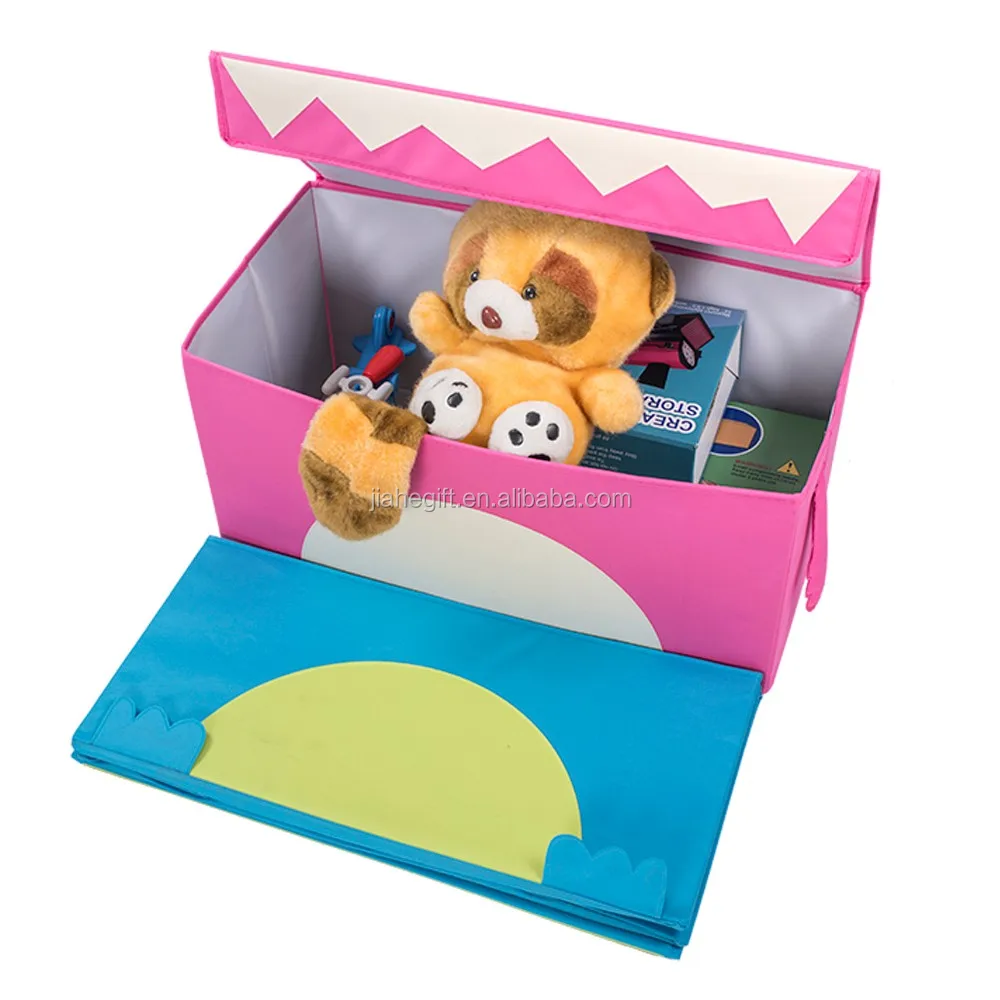 Cute Kids Girls Pink Foldable Rectangle Big Polyester Fabric Toy Storage Boxes With Lids Buy