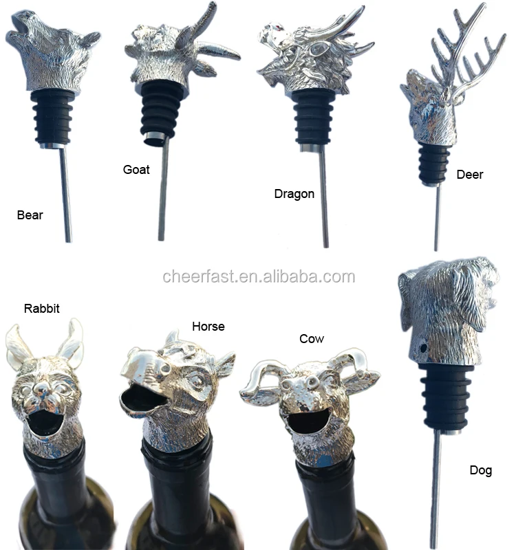 Decorative Zinc Alloy Red Wine Silicone Pourer Aerator Spout