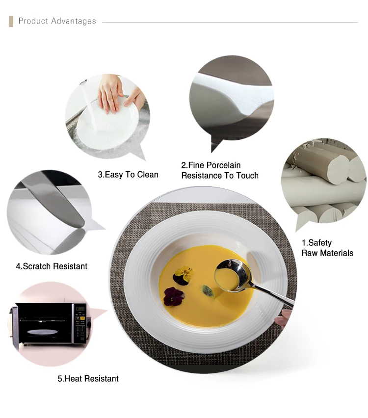 Hosen Crockery For Restaurant White Porcelain Soup Dishes Prices, Tops Dishes Hotel Soup Plates Set Porcelain/