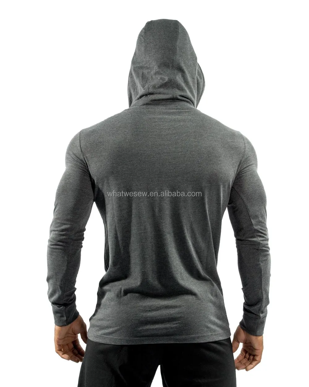 60 Cotton 40 Polyester No Pockets Sports Hoodies Plain Muscle Tight