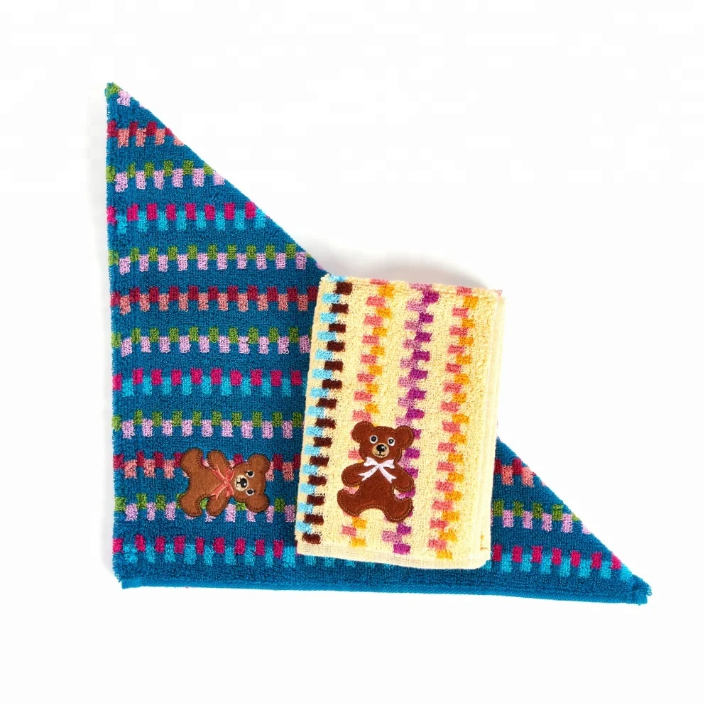 Pure 100 Cotton Colorful Jacquard Hand Towel with Bear Embroidery (7).jpg