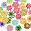 High Quality DIY Craft 2 Holes Colorful Wholesale Natural Wooden Buttons Mixed Flowers Wave Scrapbook Sewing Accessories