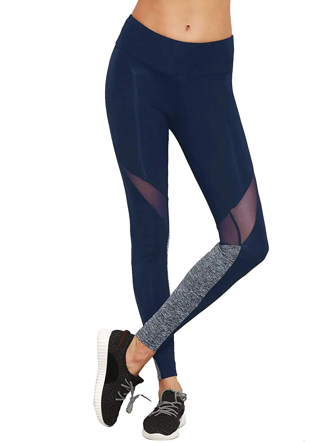 Buy Yofit Womens Stretchy Skinny Sheer Mesh Insert Workout Leggings Yoga Tights Yoga Pants Gym