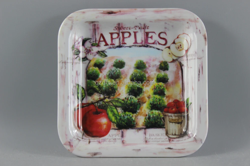Apple Print Melamine Square Trays/Square Melamine Plates