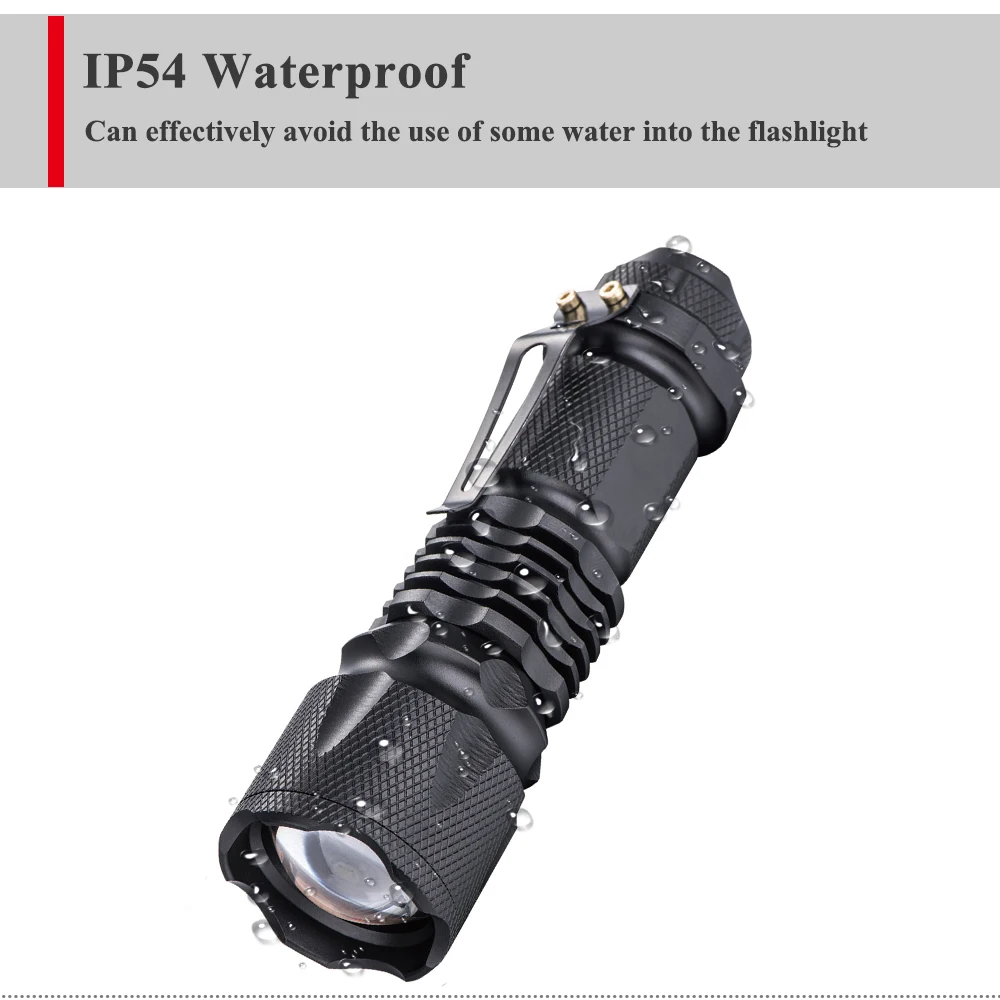 18650 Flashlight Aluminum Alloy 3W XPE LED Waterproof Tactical Flashlight Rechargeable Battery Emergency NI-MH ROHS Ip54 >12 Ce manufacture