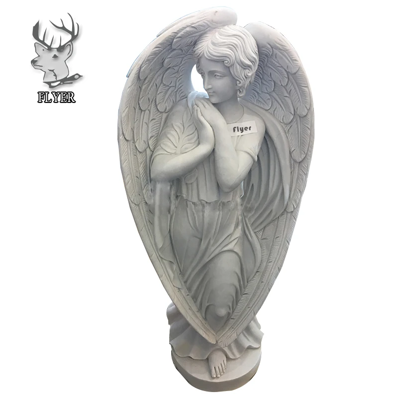 Cemetery sculpture large resin white angel statues with flower