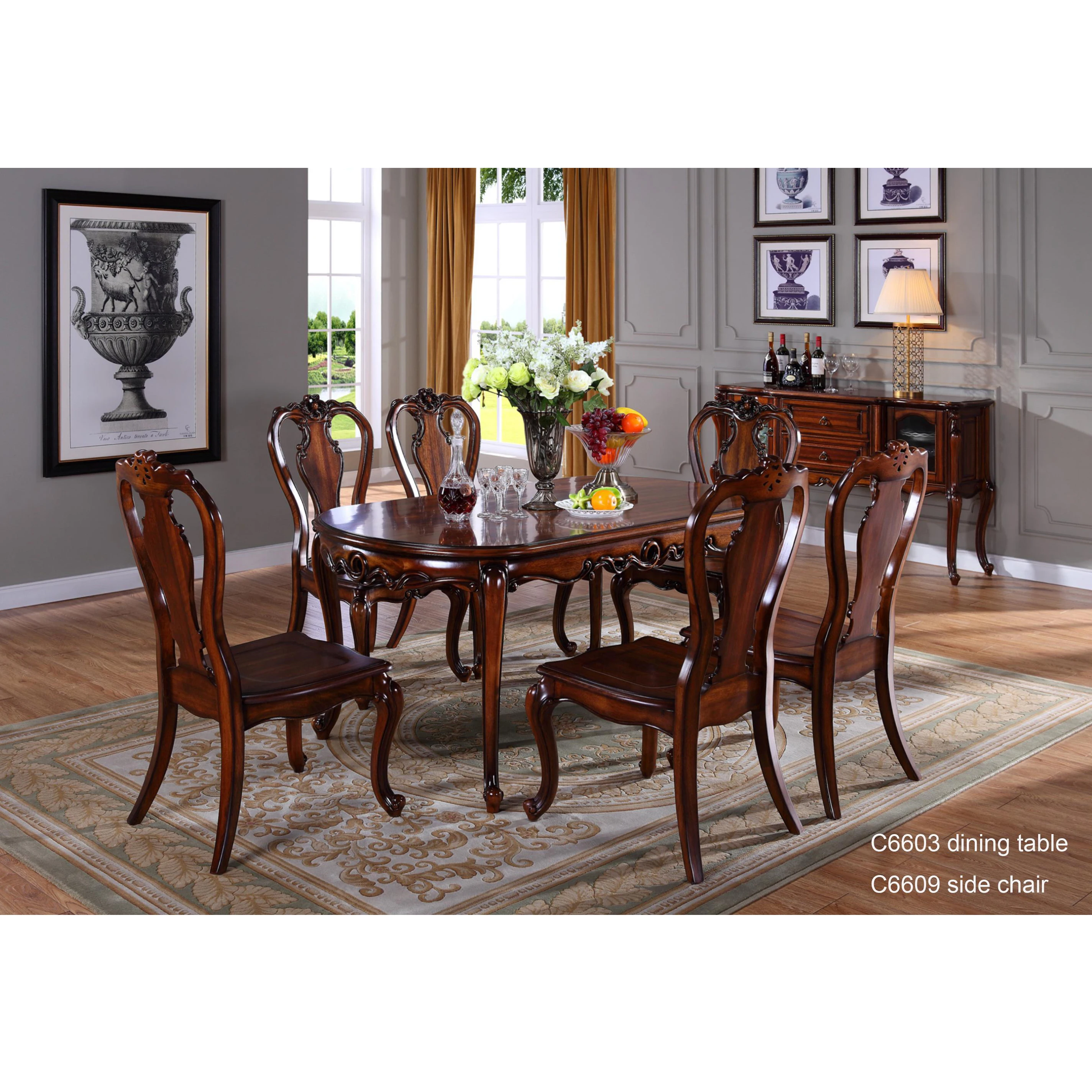 C6603 Baroque Antique Style Italian Dining Table 100 Solid Wood Italy Luxury Set French C6603 Baroque Antique Style Italian Dining Table 100 Solid Wood Italy Luxury Set French