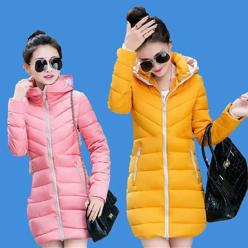 2016 Autumn font b Winter b font New Korean Slim Thicken Warm Women Hooded Cotton Down