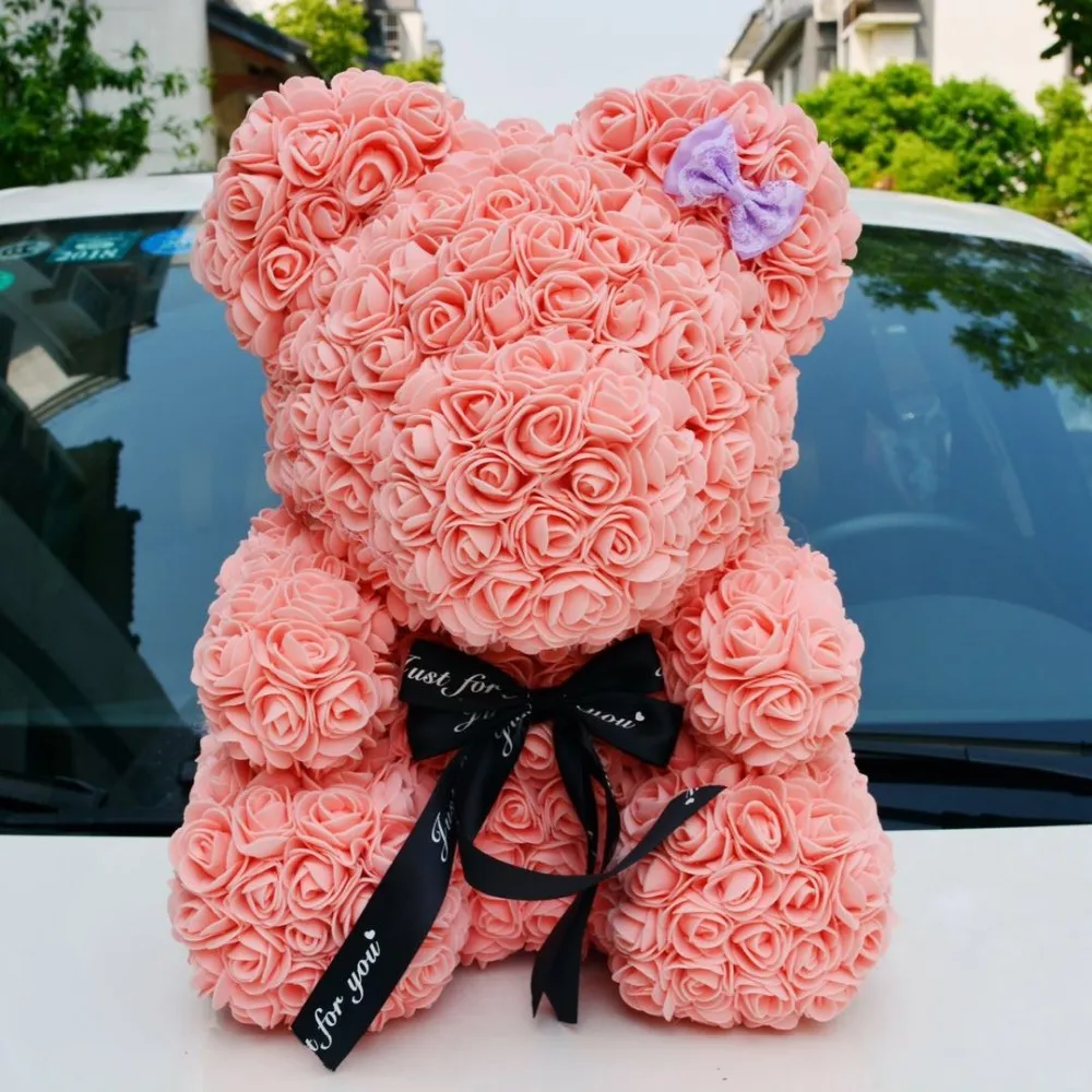 teddy bear made from roses