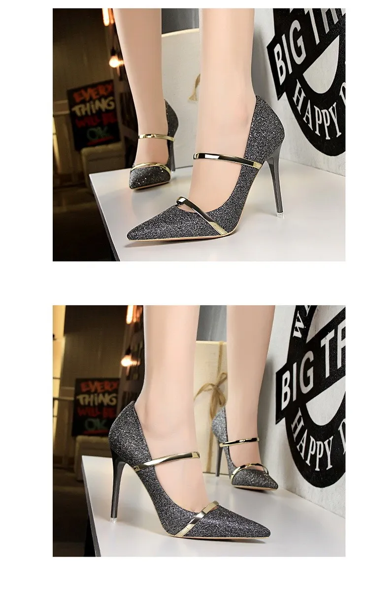 Ss0479 Stiletto Heel Golden Glitter Bridal Shoes 2019 New Arrival ...