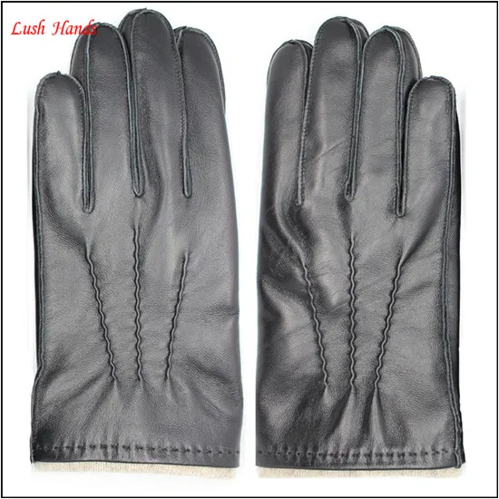Fasion sheepskin genuine leather gloves black