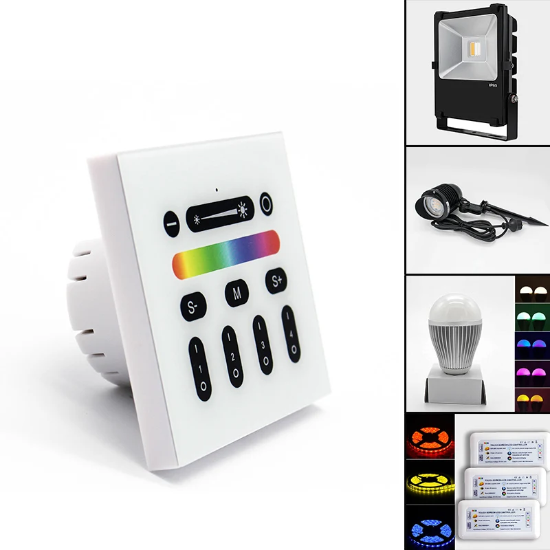 Mi Light 4 Zone Led Lights Dimmer Switch RGB / RGBW Smart Remote LED Panel Controller for indoors use 9 programs