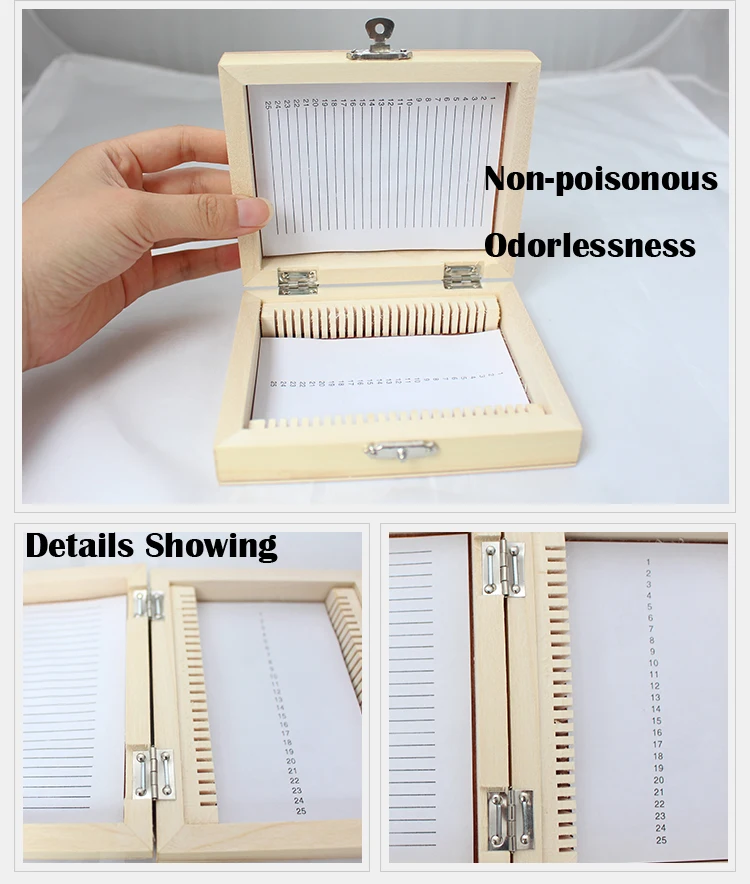 Exquisite Slide Case 25piece Microscope Prepared Slides Wooden Box