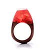 RAKOL Fantastic New Unique Gift Jewelry Red Color Fog Style Resin Wood Ring WRP092