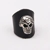 Black leather skull ring for party, rings for teenagers