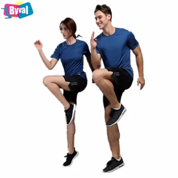 Gym Tracksuit Wholesale Couple T Shirts Custom Dry Fit Training Night Running T-shirt Shorts 
