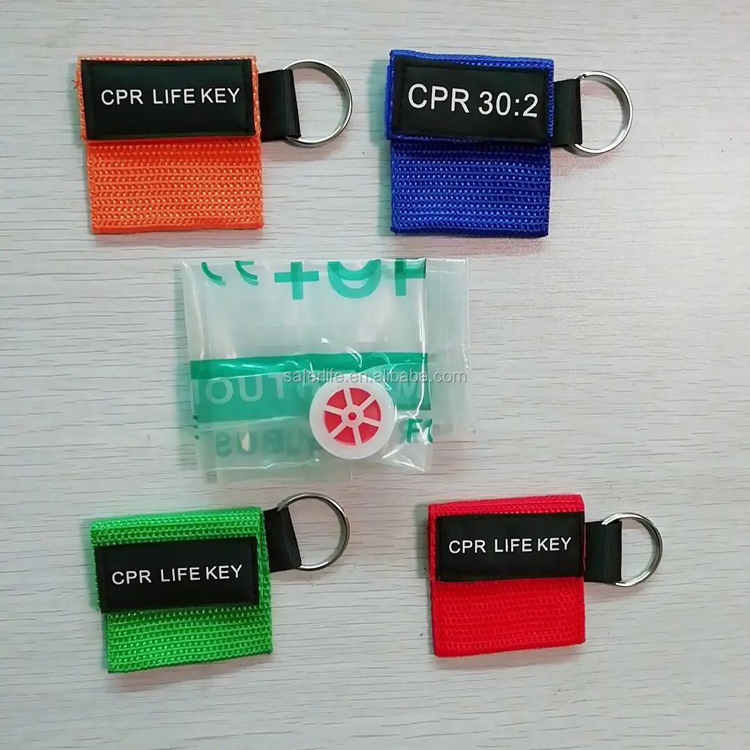 CPR M/áscara Anillo de llavero Kit de primeros auxilios Rescate Escudos de cara con barrera de respiraci/ón de v/álvula unidireccional para entrenamiento de primeros auxilios o AED