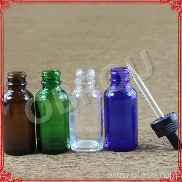Obrou 10ml 30ml unique amber glass dropper bottle with plastic cap for oil