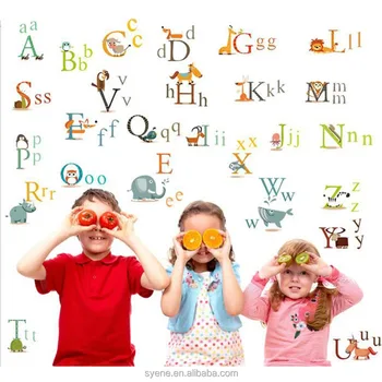 26 Animaux 3d Alphabet Autocollants Muraux Amovibles Autocollants