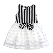 Kids Striped Tutu Bowknot Sleeveless font b Dress b font Baby Girls font b Fancy b