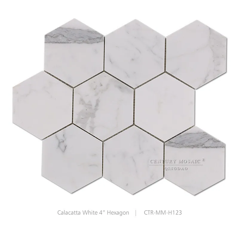 4" zeskant clacatta wit marmer wandtegels badkamer keuken kichen ...