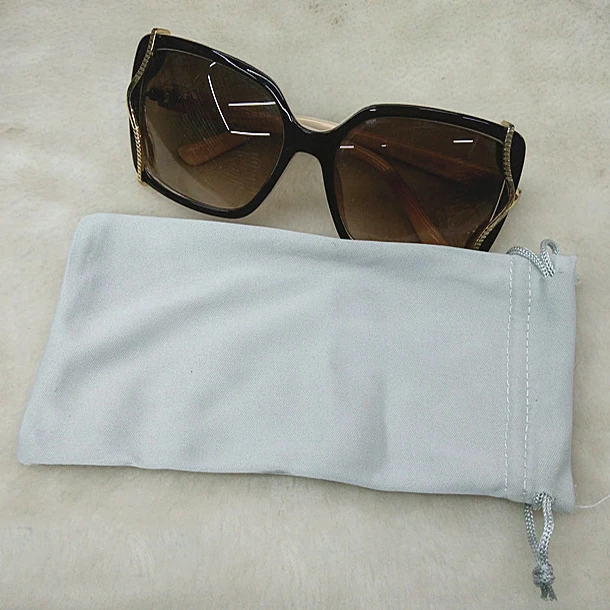 Custom Printed Microfiber Glasses Cloth Bag Fashionable Drawstring Packaging Pouch with Logo for Sunglasses and Accessories
