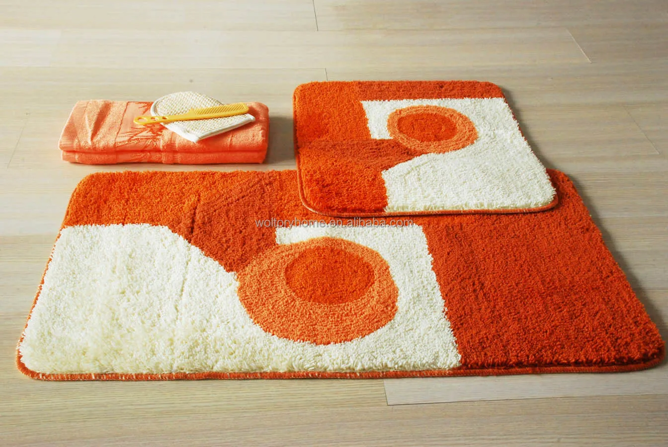 orange bathroom rugs