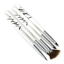 5Pcs Wooden Leopard Handle Nail Art Acrylic Design Brush Pen Polish Set NB006