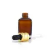 1oz 30ml square shape amber glass bottle with golden cap
