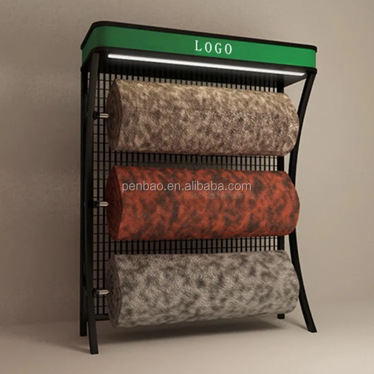 Best Design Excellent Metal Rolling Carpet Sample Display Rack For Sale